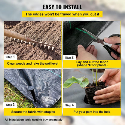 6x300ft Premium Weed Barrier Landscape Fabric Heavy Duty 2.4OZ, Woven Weed Control Fabric, High Permeability Good for Flower Bed, Geotextile Fabric Underlayment, Driveway Fabric Ground Cover