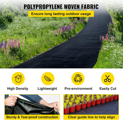 6x300ft Premium Weed Barrier Landscape Fabric Heavy Duty 2.4OZ, Woven Weed Control Fabric, High Permeability Good for Flower Bed, Geotextile Fabric Underlayment, Driveway Fabric Ground Cover