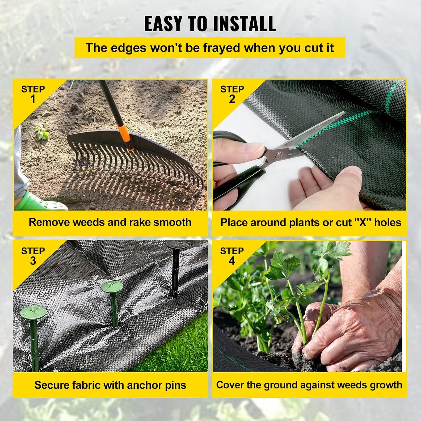 6x300ft Premium Weed Barrier Landscape Fabric Heavy Duty 2.4OZ, Woven Weed Control Fabric, High Permeability Good for Flower Bed, Geotextile Fabric Underlayment, Driveway Fabric Ground Cover