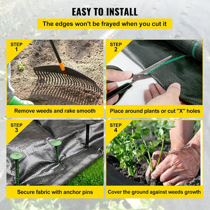 6x300ft Premium Weed Barrier Landscape Fabric Heavy Duty 2.4OZ, Woven Weed Control Fabric, High Permeability Good for Flower Bed, Geotextile Fabric Underlayment, Driveway Fabric Ground Cover