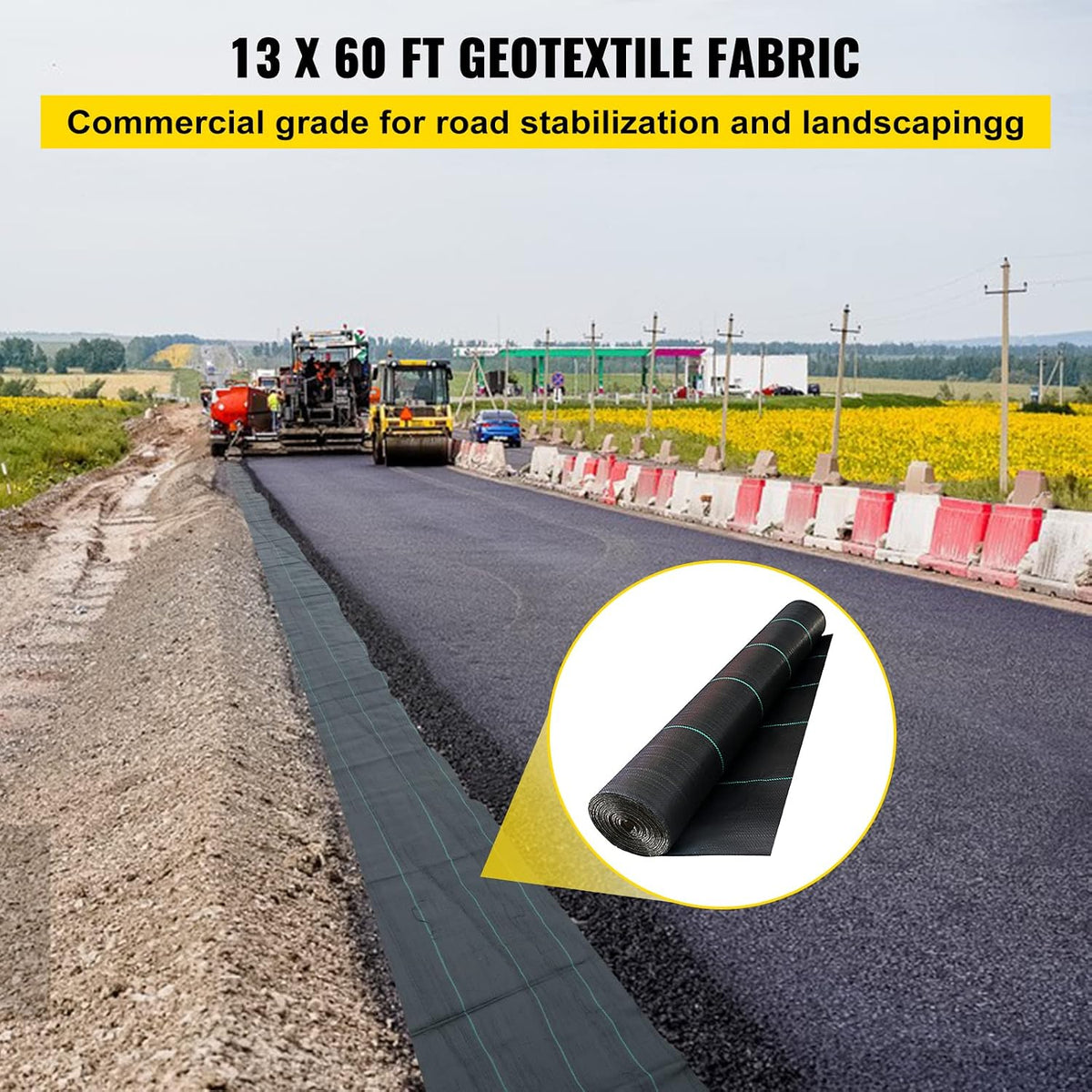 6x300ft Premium Weed Barrier Landscape Fabric Heavy Duty 2.4OZ, Woven Weed Control Fabric, High Permeability Good for Flower Bed, Geotextile Fabric Underlayment, Driveway Fabric Ground Cover