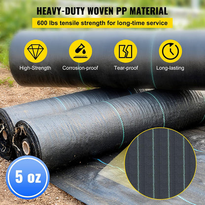 6x300ft Premium Weed Barrier Landscape Fabric Heavy Duty 2.4OZ, Woven Weed Control Fabric, High Permeability Good for Flower Bed, Geotextile Fabric Underlayment, Driveway Fabric Ground Cover