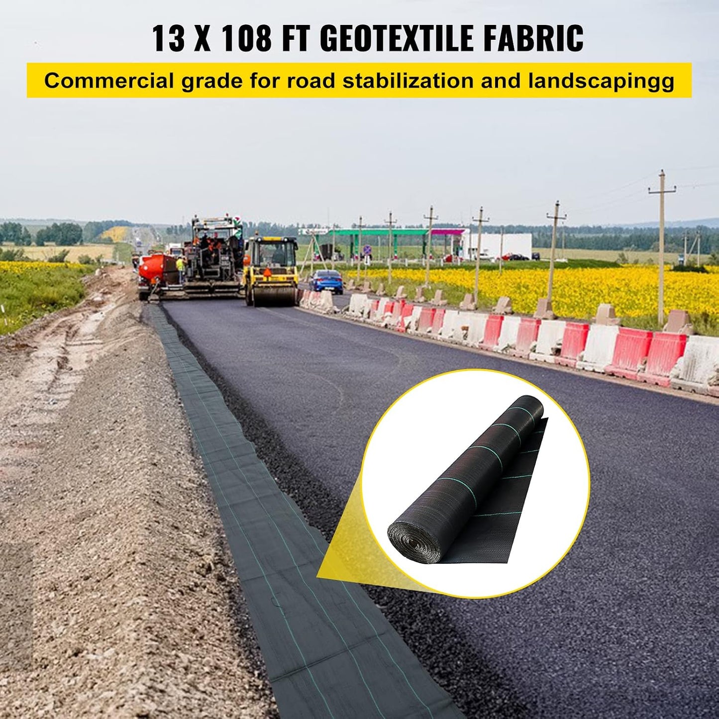 6x300ft Premium Weed Barrier Landscape Fabric Heavy Duty 2.4OZ, Woven Weed Control Fabric, High Permeability Good for Flower Bed, Geotextile Fabric Underlayment, Driveway Fabric Ground Cover