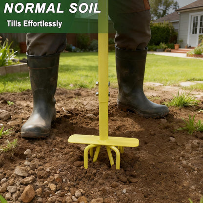 Hand Tiller Cultivator, Steel Garden Claw with Wide Foot Plate
