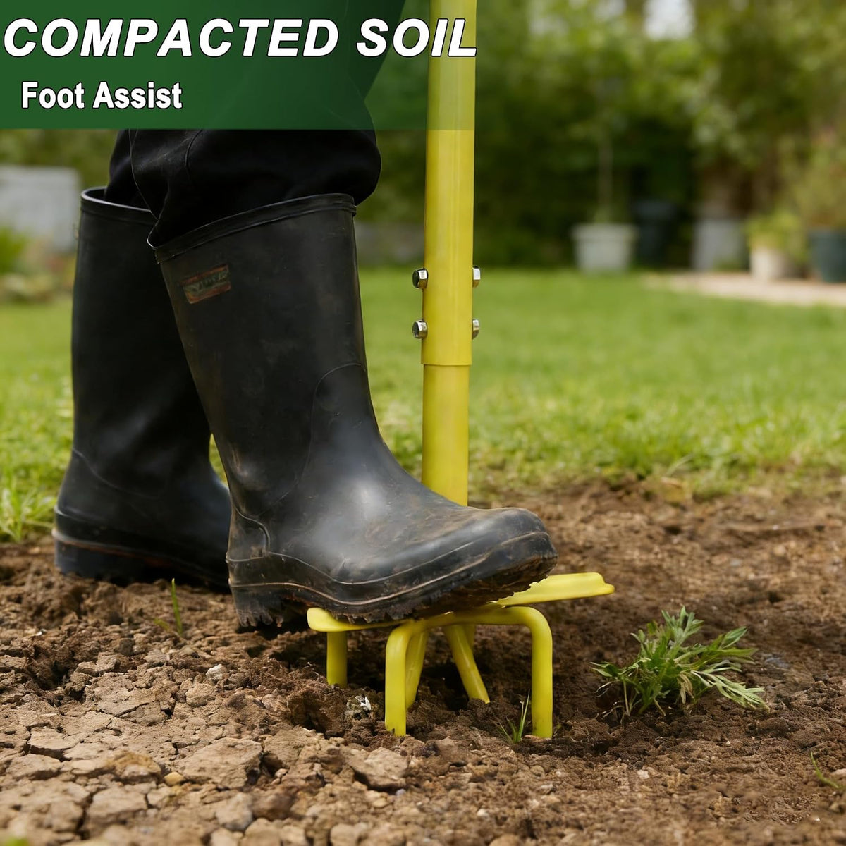 Hand Tiller Cultivator, Steel Garden Claw with Wide Foot Plate