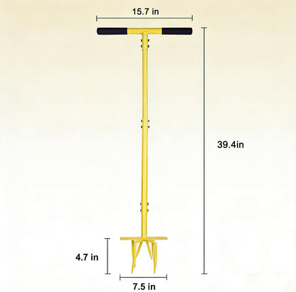 Hand Tiller Cultivator, Steel Garden Claw with Wide Foot Plate