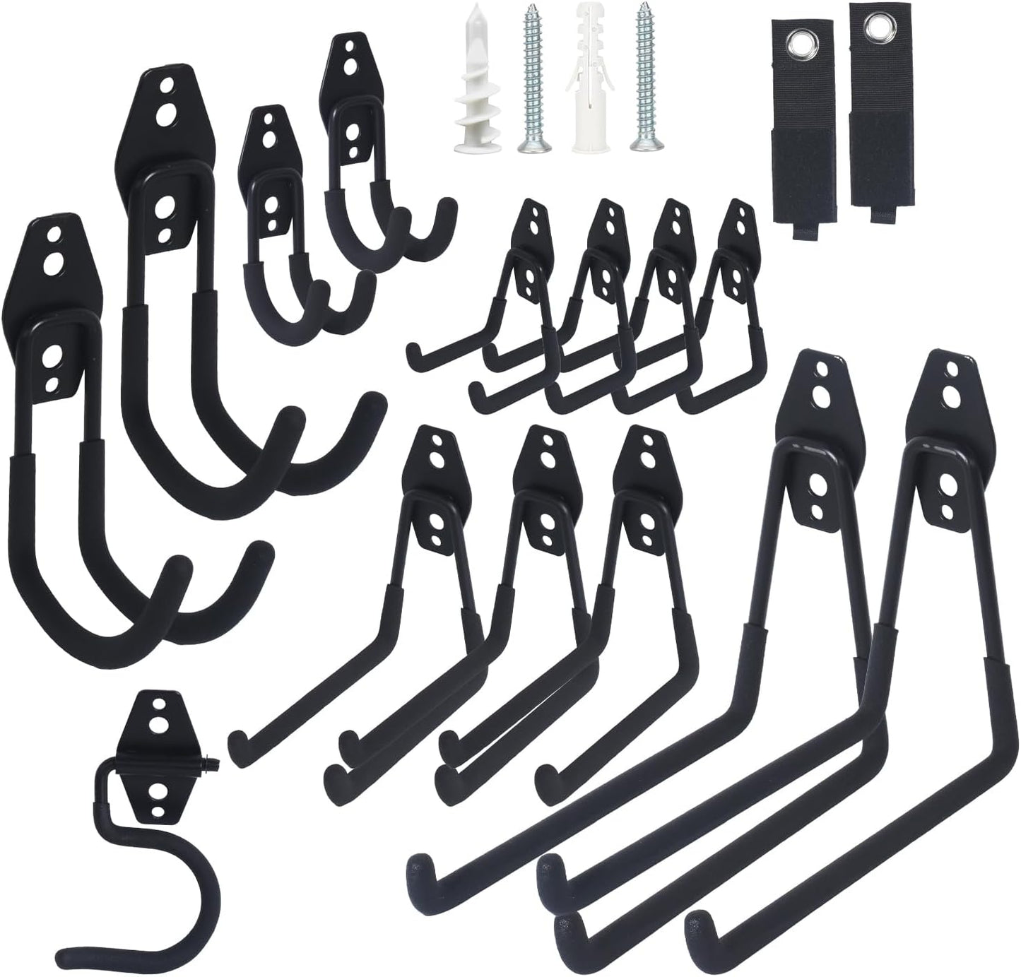 16 Pack Garage Storage Hook Anti-Slip Coating Heavy Duty Wall Mount Hooks for Hanging Bikes, Ladder, Garden Power Tools