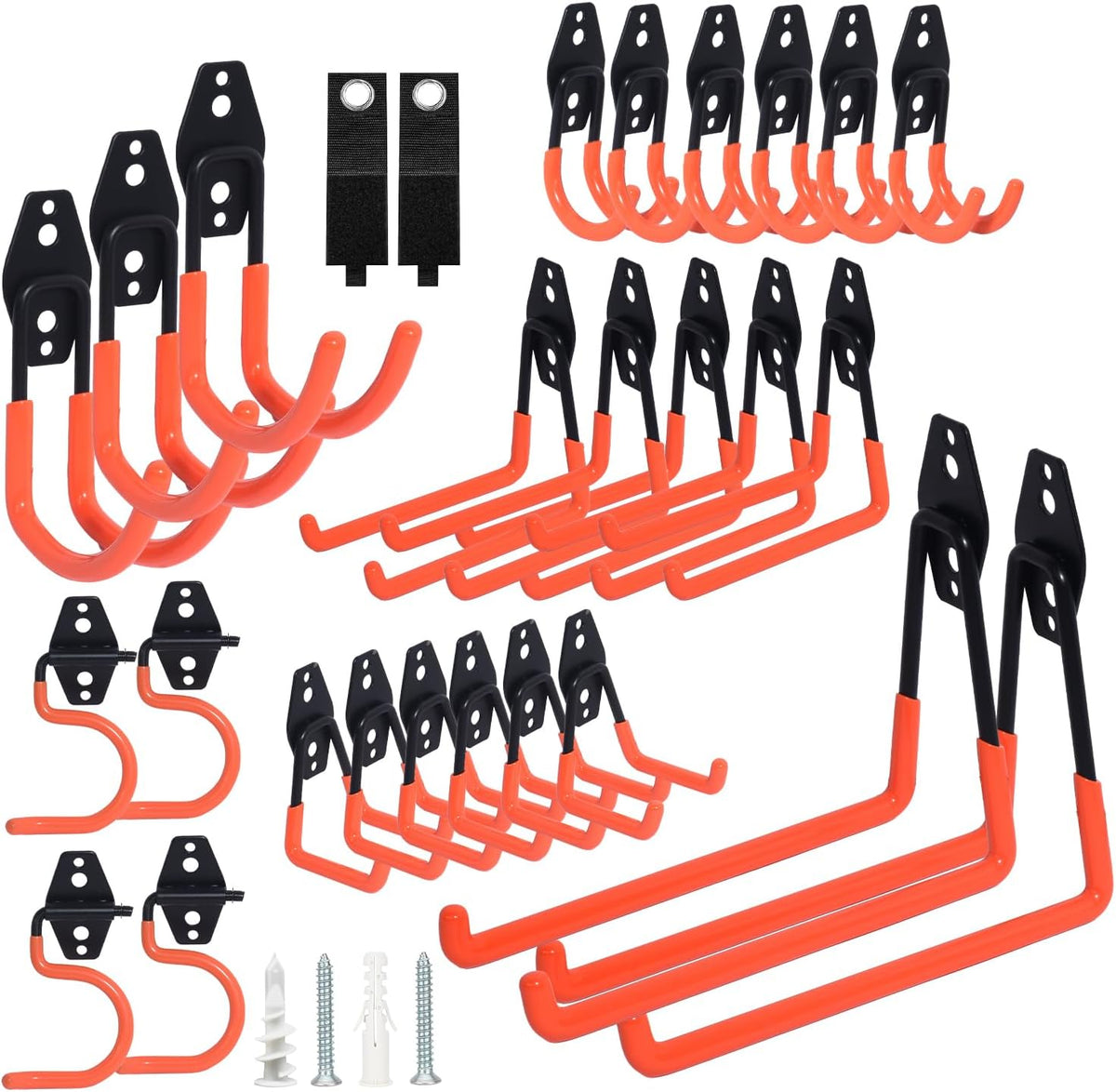 16 Pack Garage Storage Hook Anti-Slip Coating Heavy Duty Wall Mount Hooks for Hanging Bikes, Ladder, Garden Power Tools