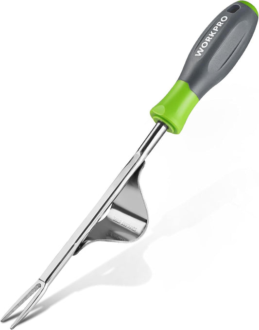 Weed Puller Tool, Metal Leverage Base and V-Shaped Forks