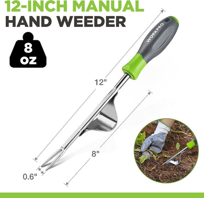 Weed Puller Tool, Metal Leverage Base and V-Shaped Forks