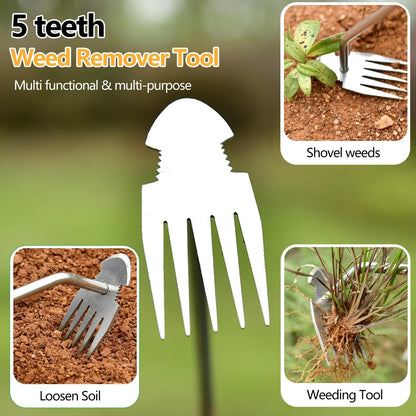 2026 Weed Puller Tool, 3 Pack New Garden Stainless Steel Weeder Tool Hand Weeder Tool,Multi-Purpose Weed Remover Tool Weeding Tools for Gardening(Rubber Handle)