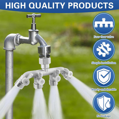 Garden Hose Splitter 2 Way Heavy Duty, 304 Stainless Steel 2Way Hose Splitter, 3/4'' GHT Water Hose Splitter 2 Way, Full Flow Garden Hose Y Splitter(All Components are Stainless Steel)