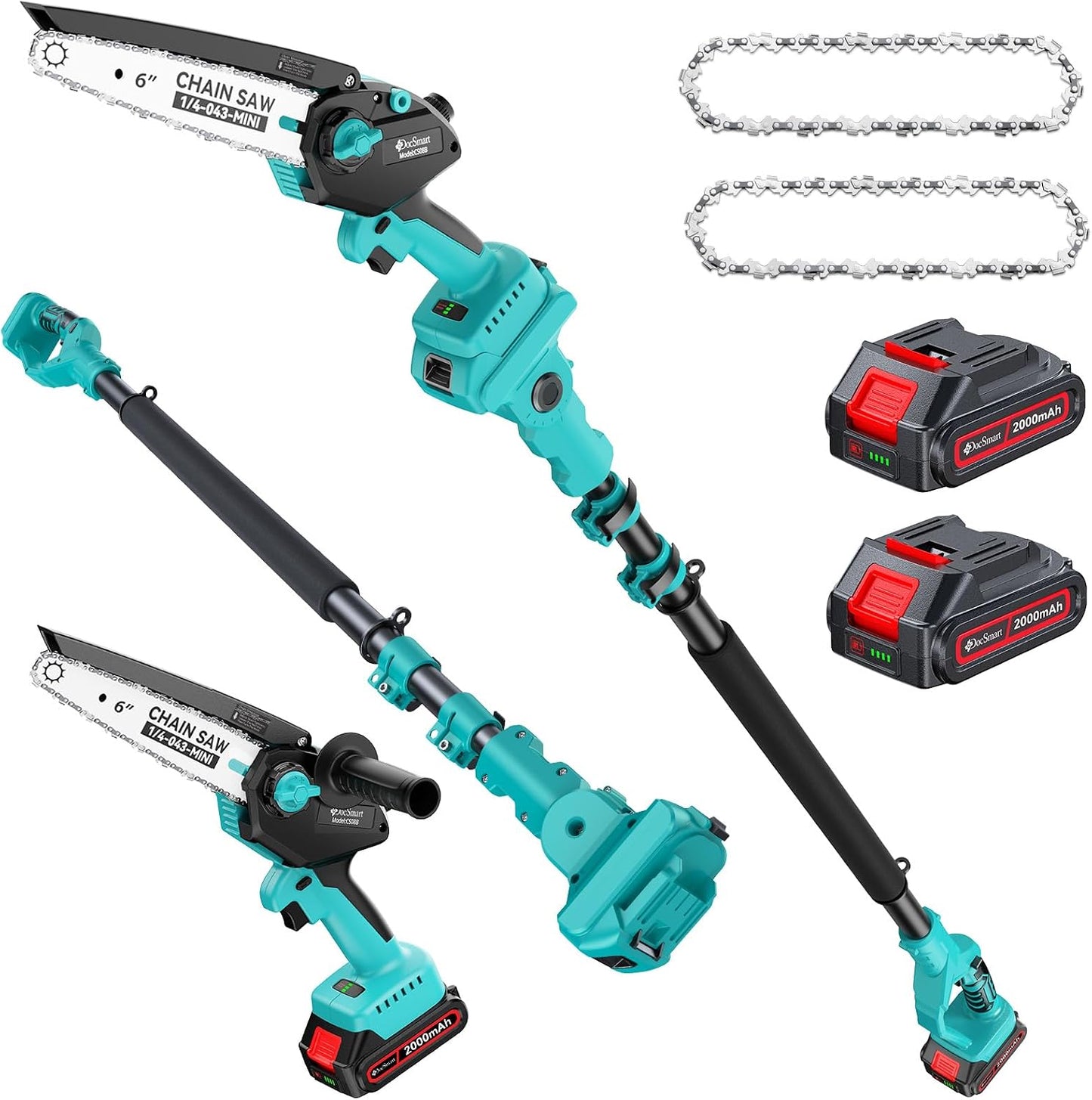 Pole Saws for Tree Trimming, 6" Brushless Mini Chainsaw with Extension Pole