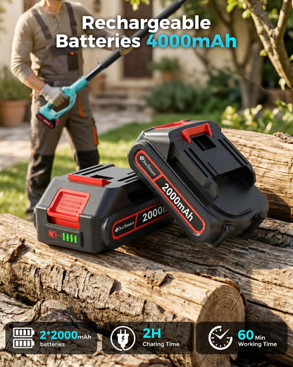 Pole Saws for Tree Trimming, 6" Brushless Mini Chainsaw with Extension Pole