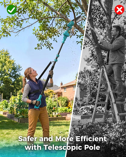 Pole Saws for Tree Trimming, 6" Brushless Mini Chainsaw with Extension Pole