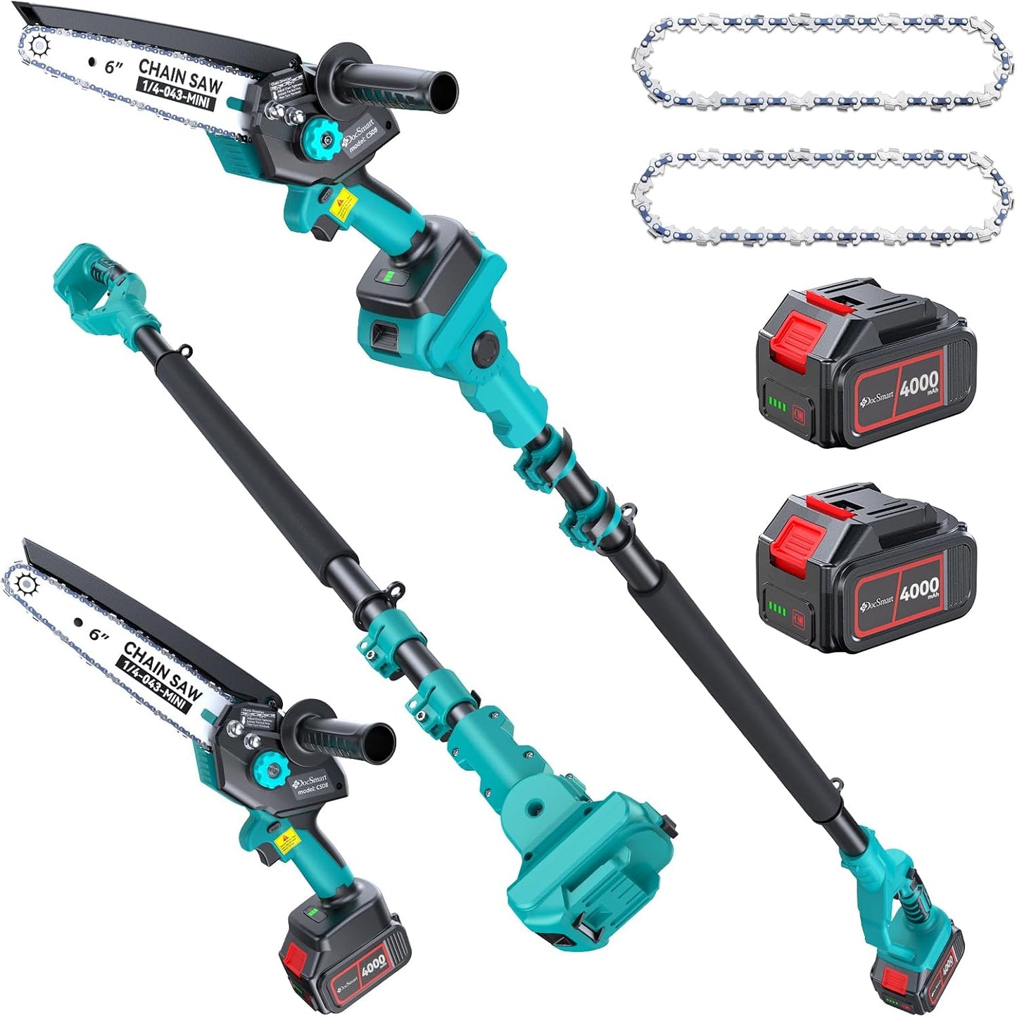 Pole Saws for Tree Trimming, 6" Brushless Mini Chainsaw with Extension Pole