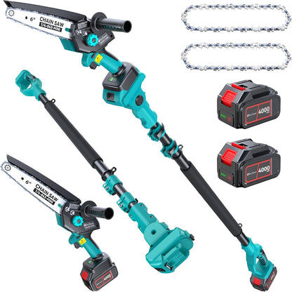 Pole Saws for Tree Trimming, 6" Brushless Mini Chainsaw with Extension Pole