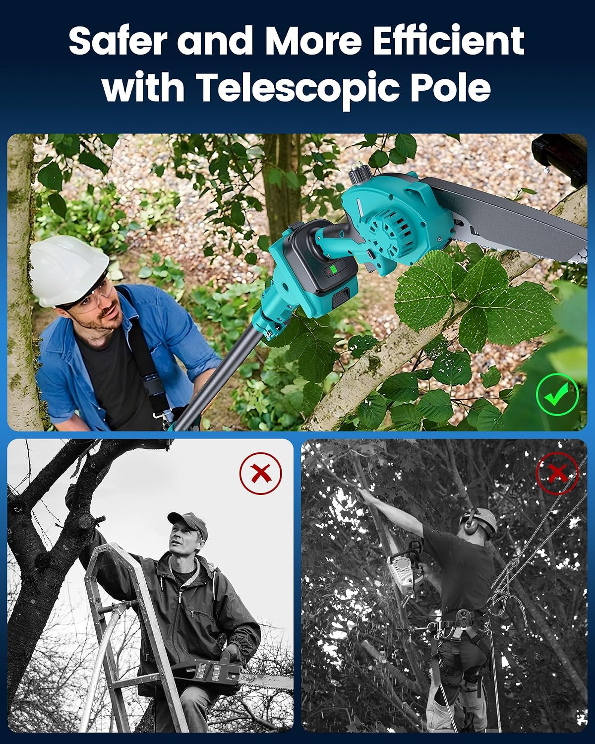 Pole Saws for Tree Trimming, 6" Brushless Mini Chainsaw with Extension Pole