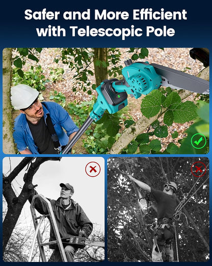 Pole Saws for Tree Trimming, 6" Brushless Mini Chainsaw with Extension Pole