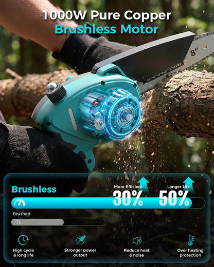 Pole Saws for Tree Trimming, 6" Brushless Mini Chainsaw with Extension Pole