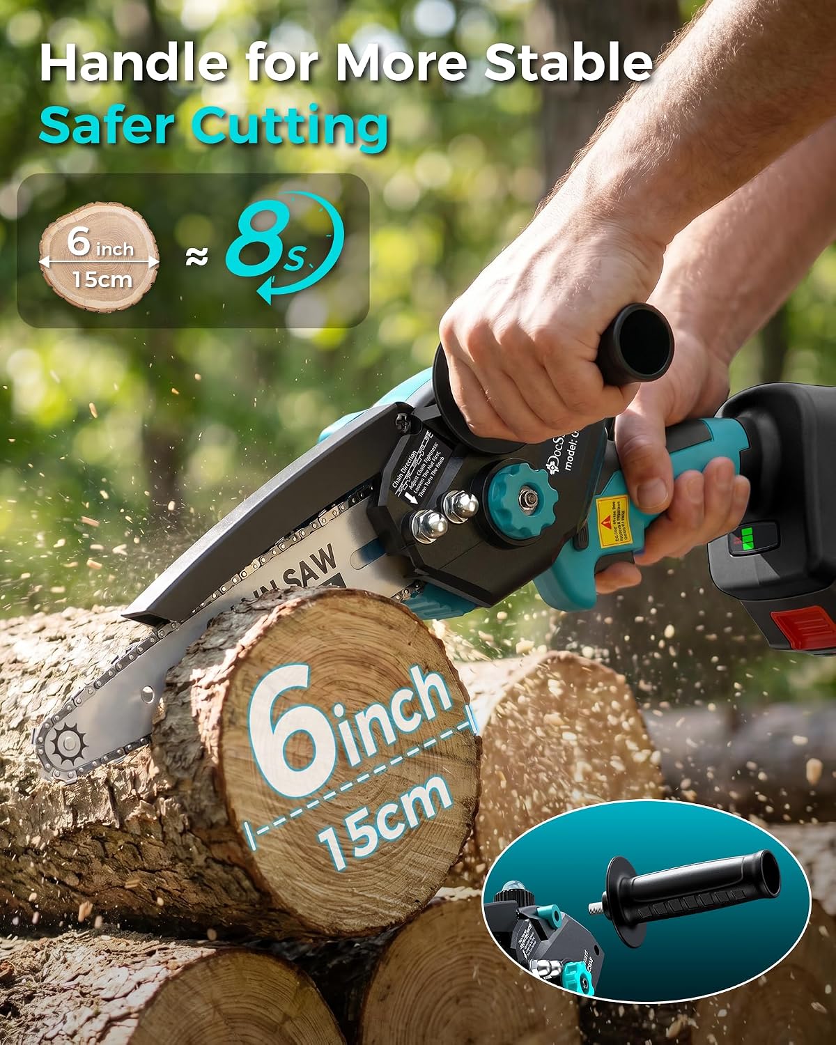 Pole Saws for Tree Trimming, 6" Brushless Mini Chainsaw with Extension Pole