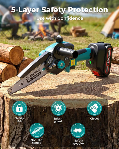 Pole Saws for Tree Trimming, 6" Brushless Mini Chainsaw with Extension Pole