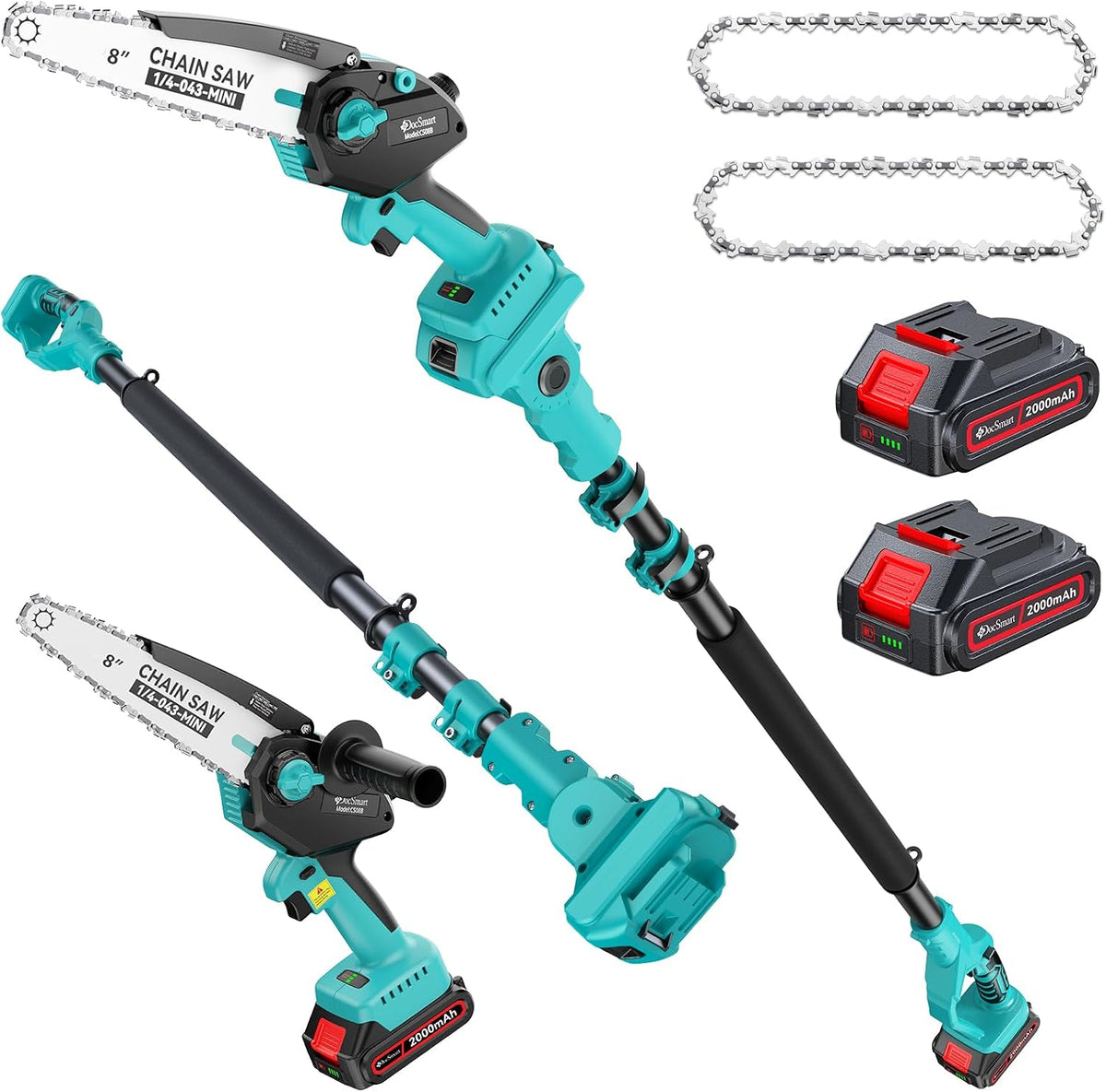 Pole Saws for Tree Trimming, 6" Brushless Mini Chainsaw with Extension Pole