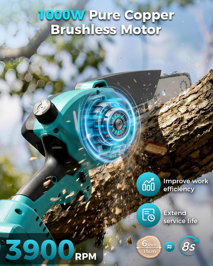 Pole Saws for Tree Trimming, 6" Brushless Mini Chainsaw with Extension Pole
