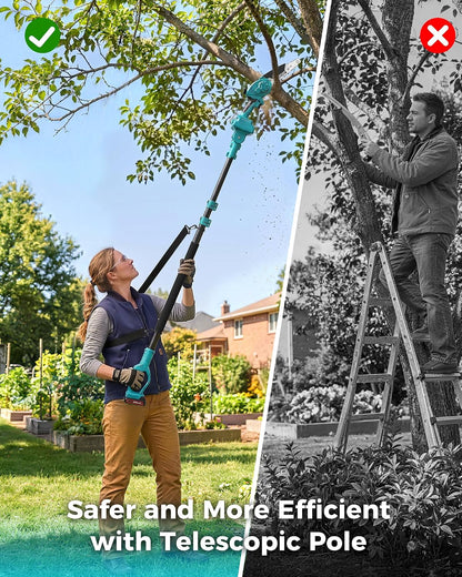 Pole Saws for Tree Trimming, 6" Brushless Mini Chainsaw with Extension Pole