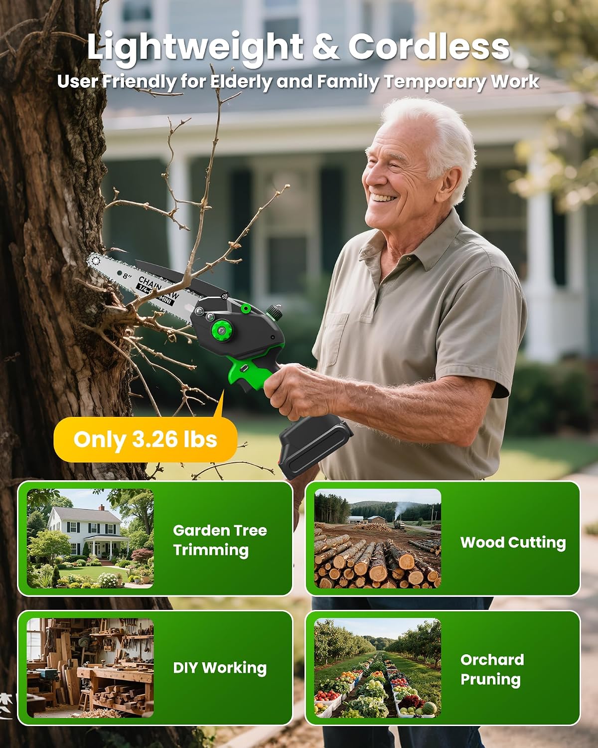 Pole Saws for Tree Trimming, 6" Brushless Mini Chainsaw with Extension Pole