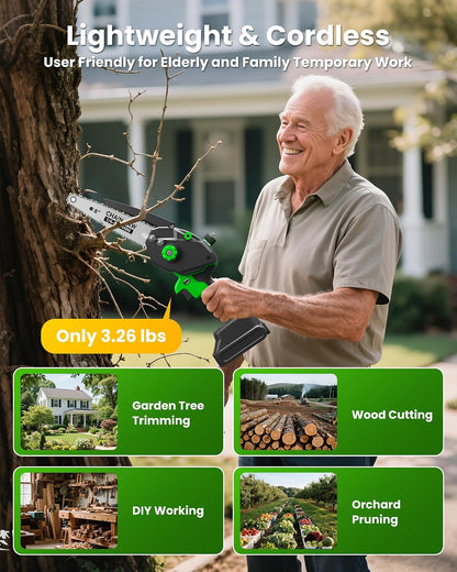 Pole Saws for Tree Trimming, 6" Brushless Mini Chainsaw with Extension Pole