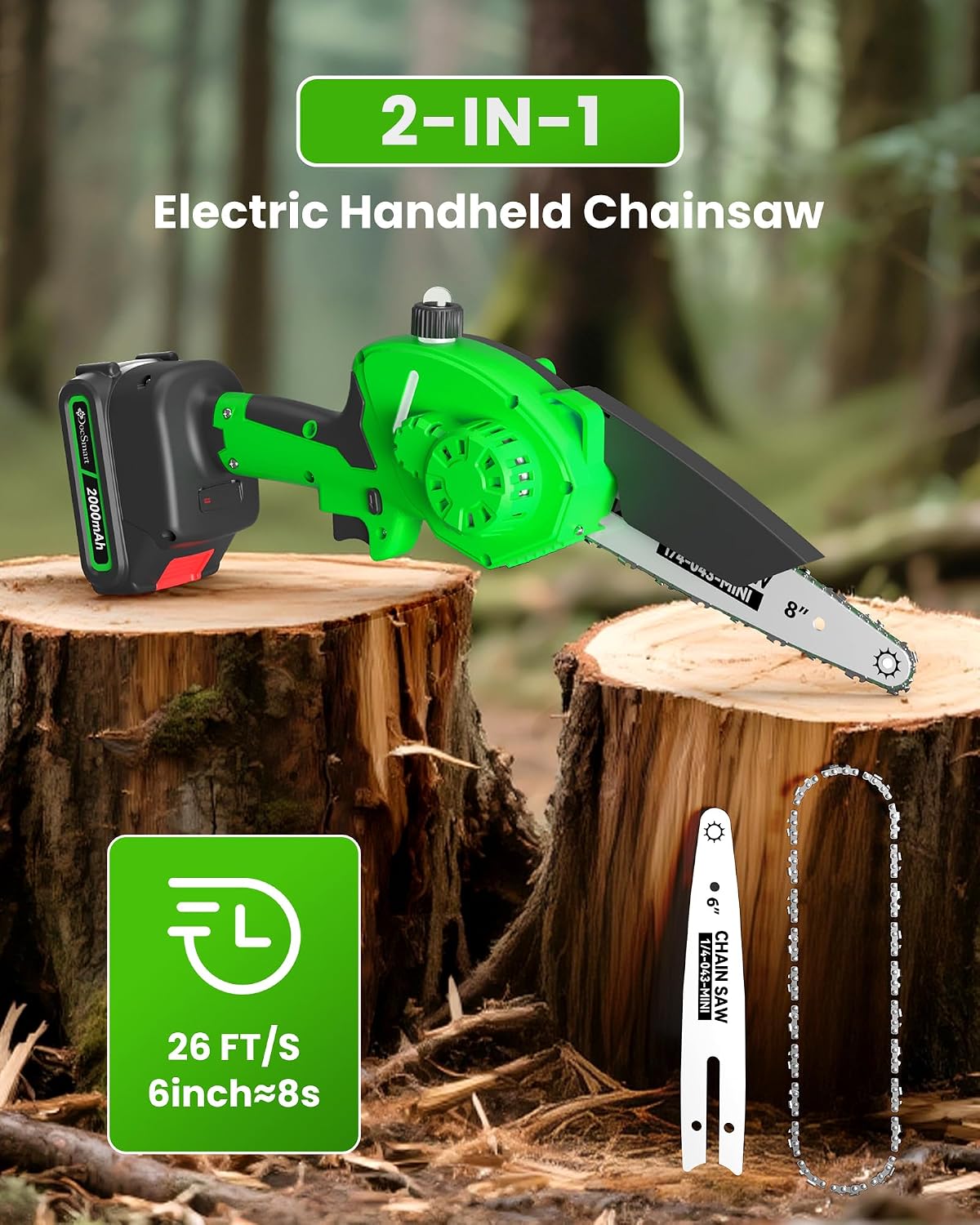 Pole Saws for Tree Trimming, 6" Brushless Mini Chainsaw with Extension Pole