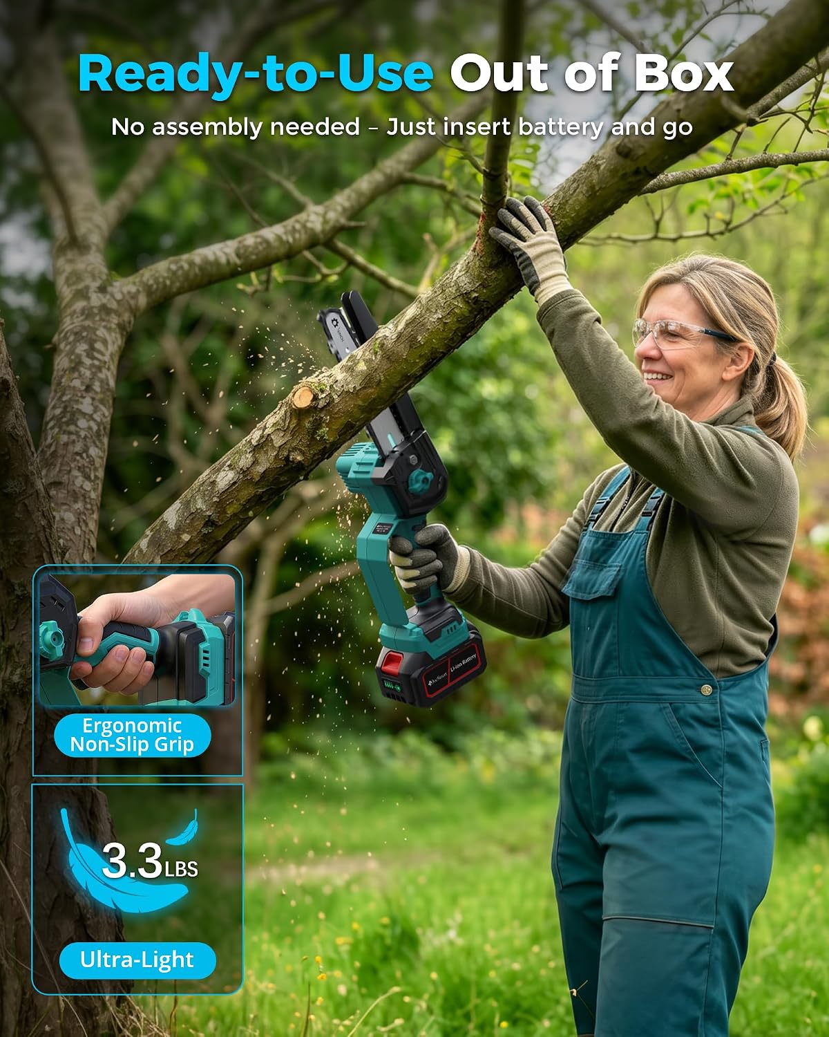 Pole Saws for Tree Trimming, 6" Brushless Mini Chainsaw with Extension Pole