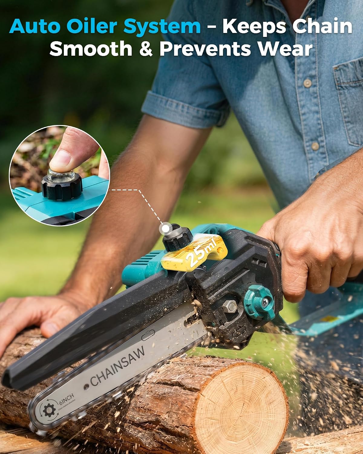 Pole Saws for Tree Trimming, 6" Brushless Mini Chainsaw with Extension Pole