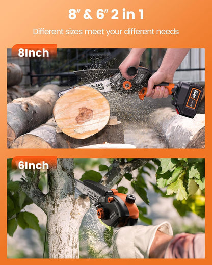 Pole Saws for Tree Trimming, 6" Brushless Mini Chainsaw with Extension Pole