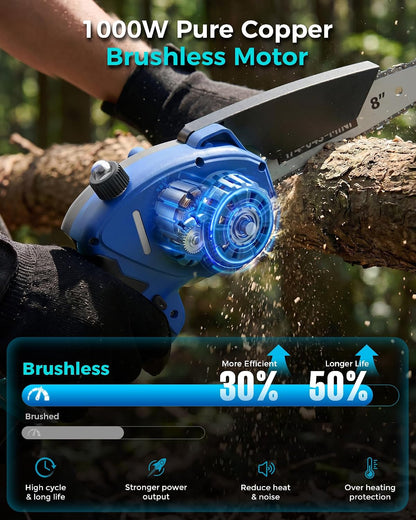Pole Saws for Tree Trimming, 6" Brushless Mini Chainsaw with Extension Pole
