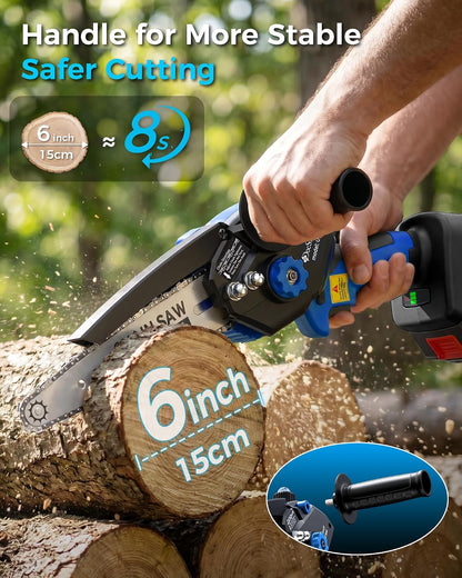 Pole Saws for Tree Trimming, 6" Brushless Mini Chainsaw with Extension Pole