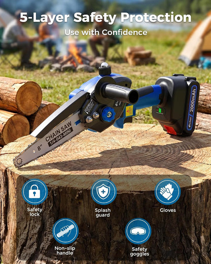 Pole Saws for Tree Trimming, 6" Brushless Mini Chainsaw with Extension Pole