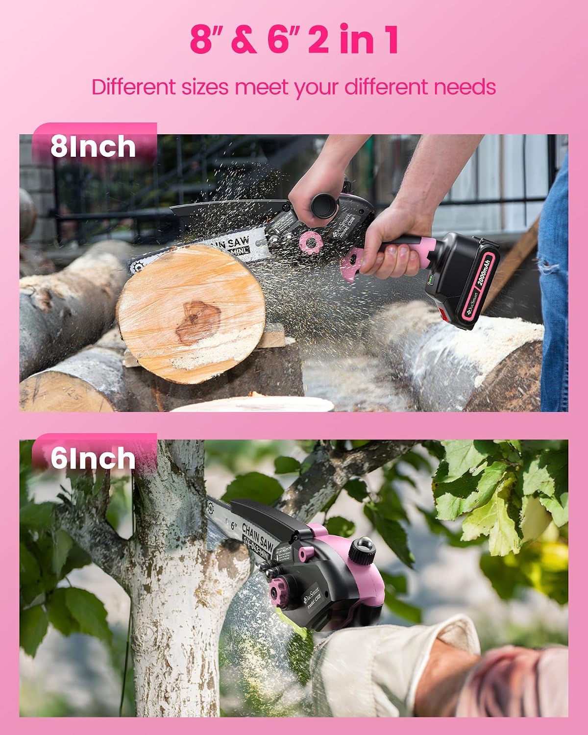 Pole Saws for Tree Trimming, 6" Brushless Mini Chainsaw with Extension Pole