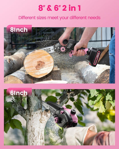 Pole Saws for Tree Trimming, 6" Brushless Mini Chainsaw with Extension Pole