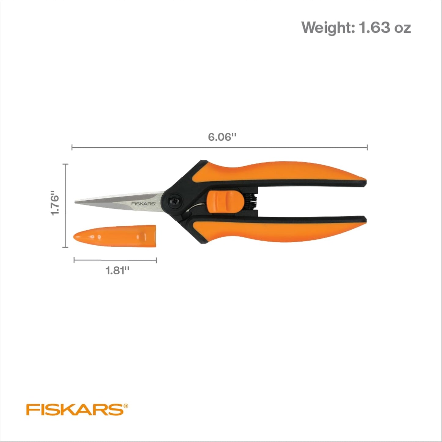 6" Steel Micro-Tip Pruning Scissors, Garden Snips for Small Plants
