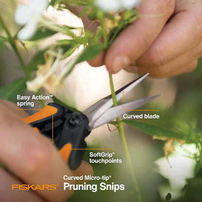 6" Steel Micro-Tip Pruning Scissors, Garden Snips for Small Plants