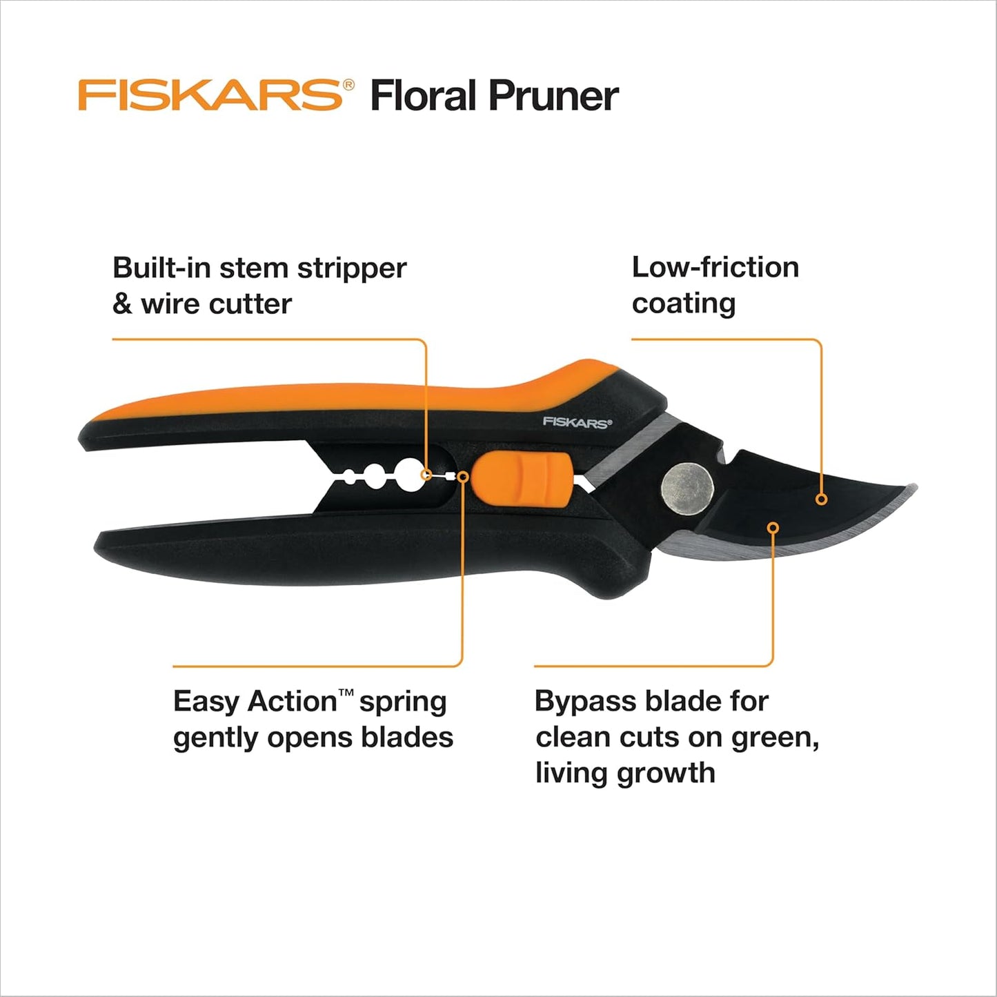 6" Steel Micro-Tip Pruning Scissors, Garden Snips for Small Plants
