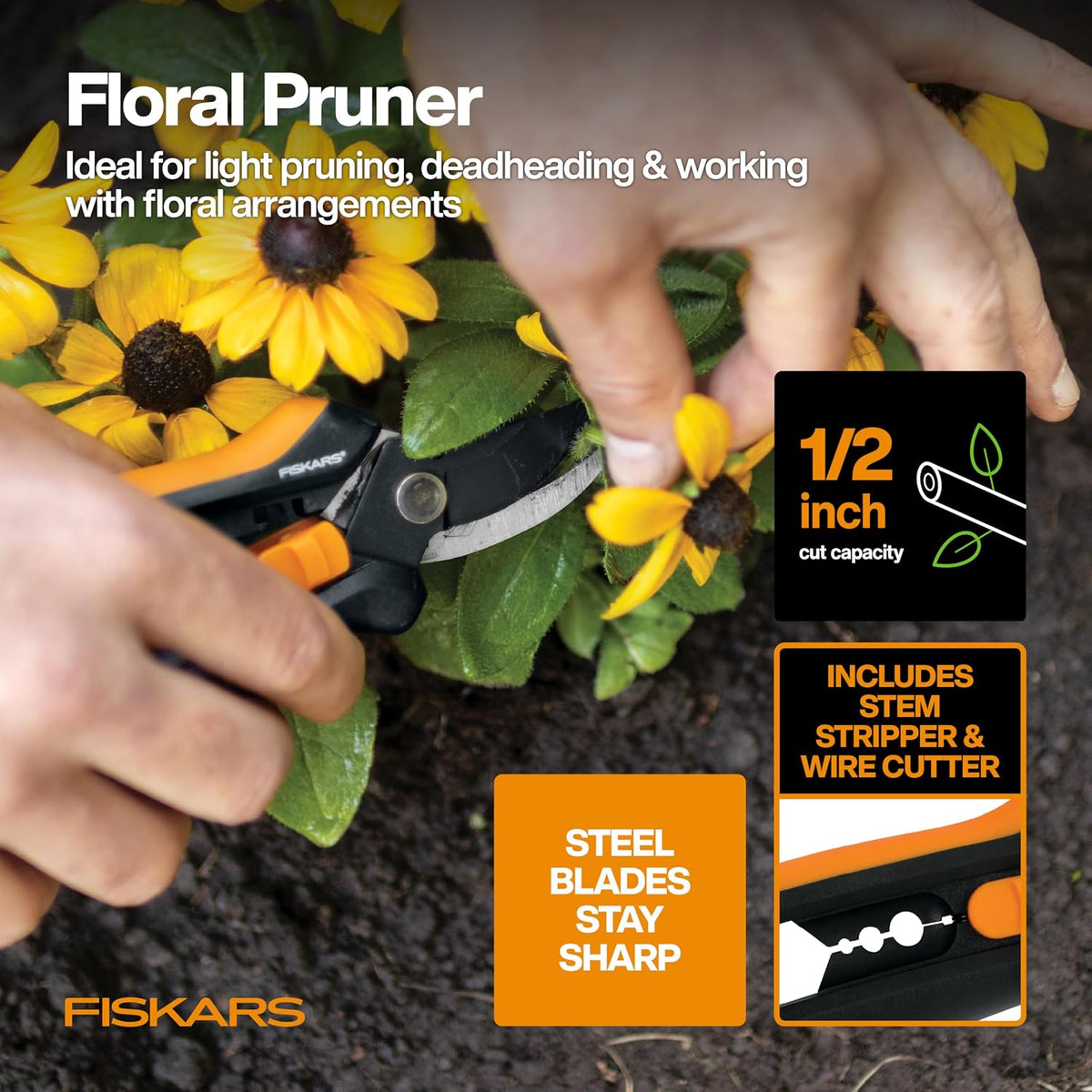 6" Steel Micro-Tip Pruning Scissors, Garden Snips for Small Plants