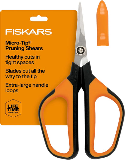 6" Steel Micro-Tip Pruning Scissors, Garden Snips for Small Plants