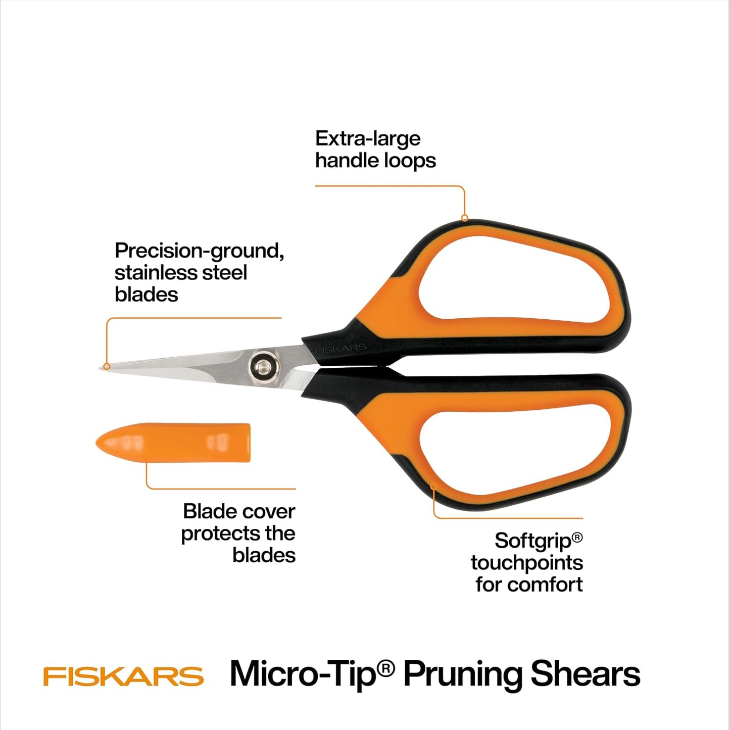 6" Steel Micro-Tip Pruning Scissors, Garden Snips for Small Plants