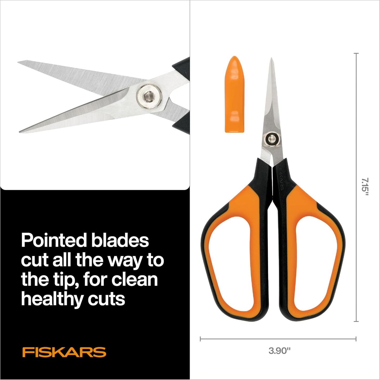 6" Steel Micro-Tip Pruning Scissors, Garden Snips for Small Plants