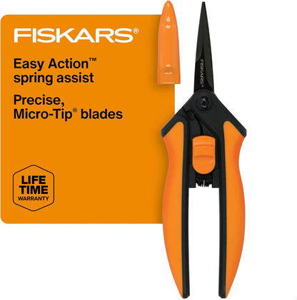 6" Steel Micro-Tip Pruning Scissors, Garden Snips for Small Plants