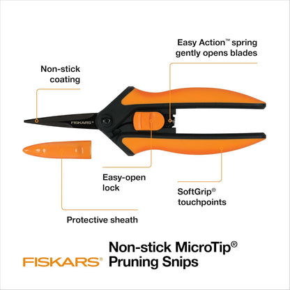 6" Steel Micro-Tip Pruning Scissors, Garden Snips for Small Plants