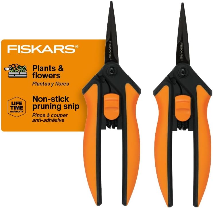 6" Steel Micro-Tip Pruning Scissors, Garden Snips for Small Plants